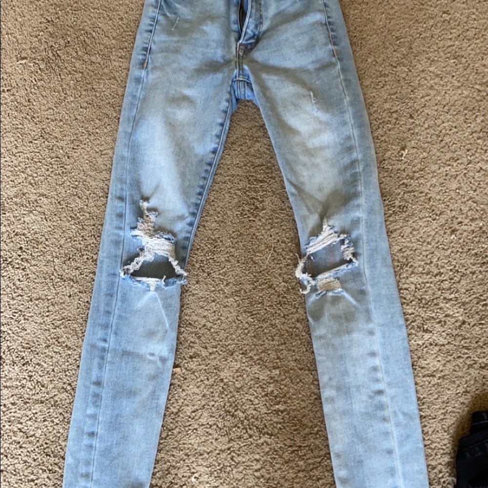 womens blue skinny jeans, size: 000, color: light blue